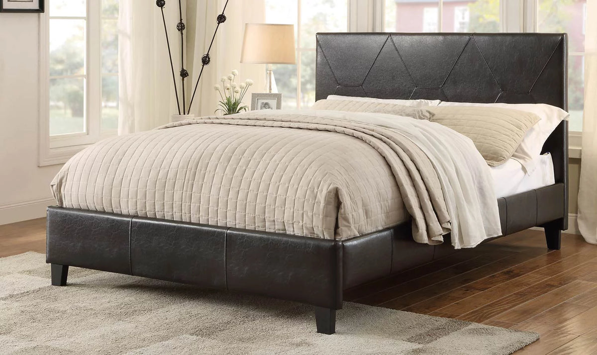 Leatherette Full Platform Bed Dark Brown O67859