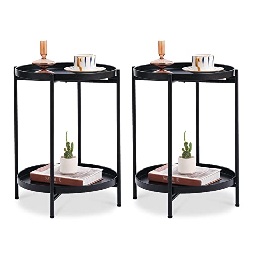 Rattan Nightstand Side Table with Storage O78413