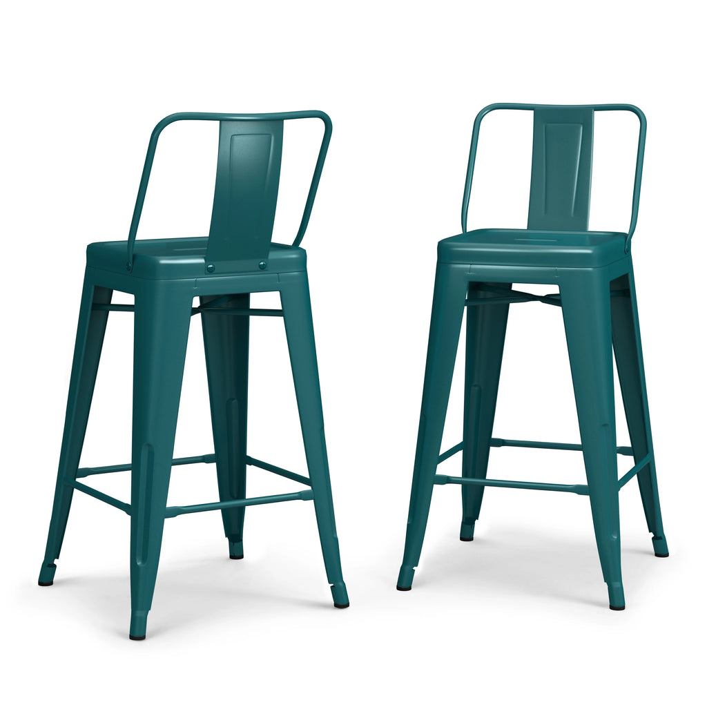 Teal Blue Counter Height Stool Set of 4 Y71146