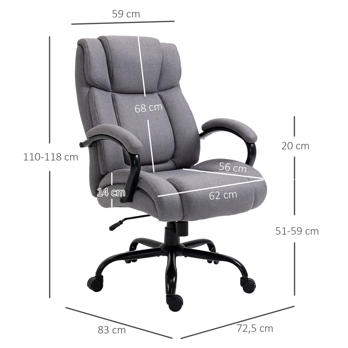 Light Grey Linen Fabric High Back Executive Office Chair V924901