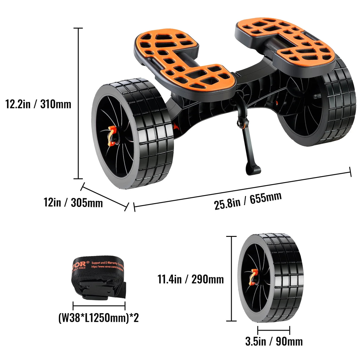 Kayak and Canoe Trolley Cart with 10'' Solid Tires P558
