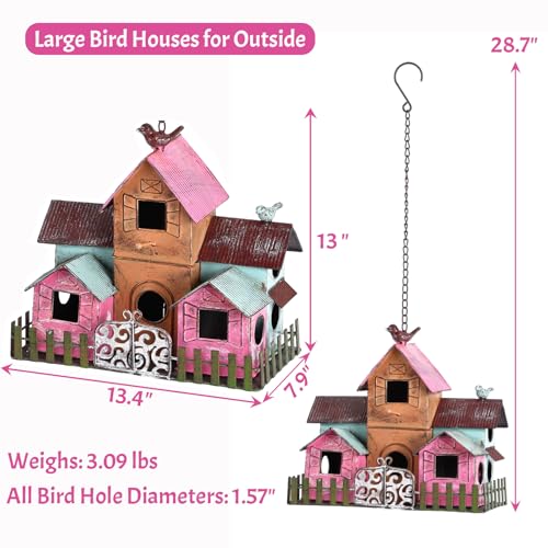 Large 4 Hole Metal Bird House with Bell Y120