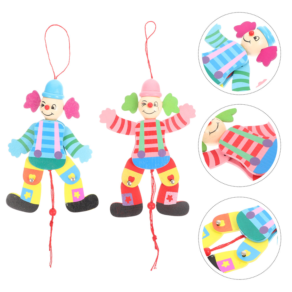 2Pcs Wood Clown String Marionette Puppet Toy S79558