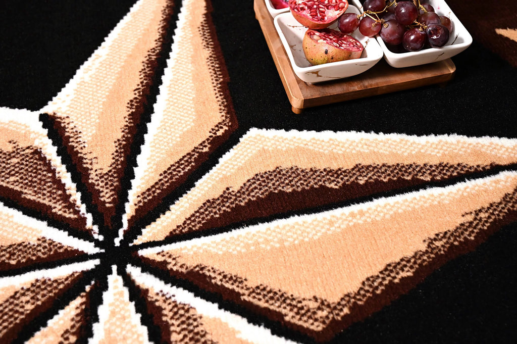 Black 2 ft. x 8 ft. Western Star Area Rug V609