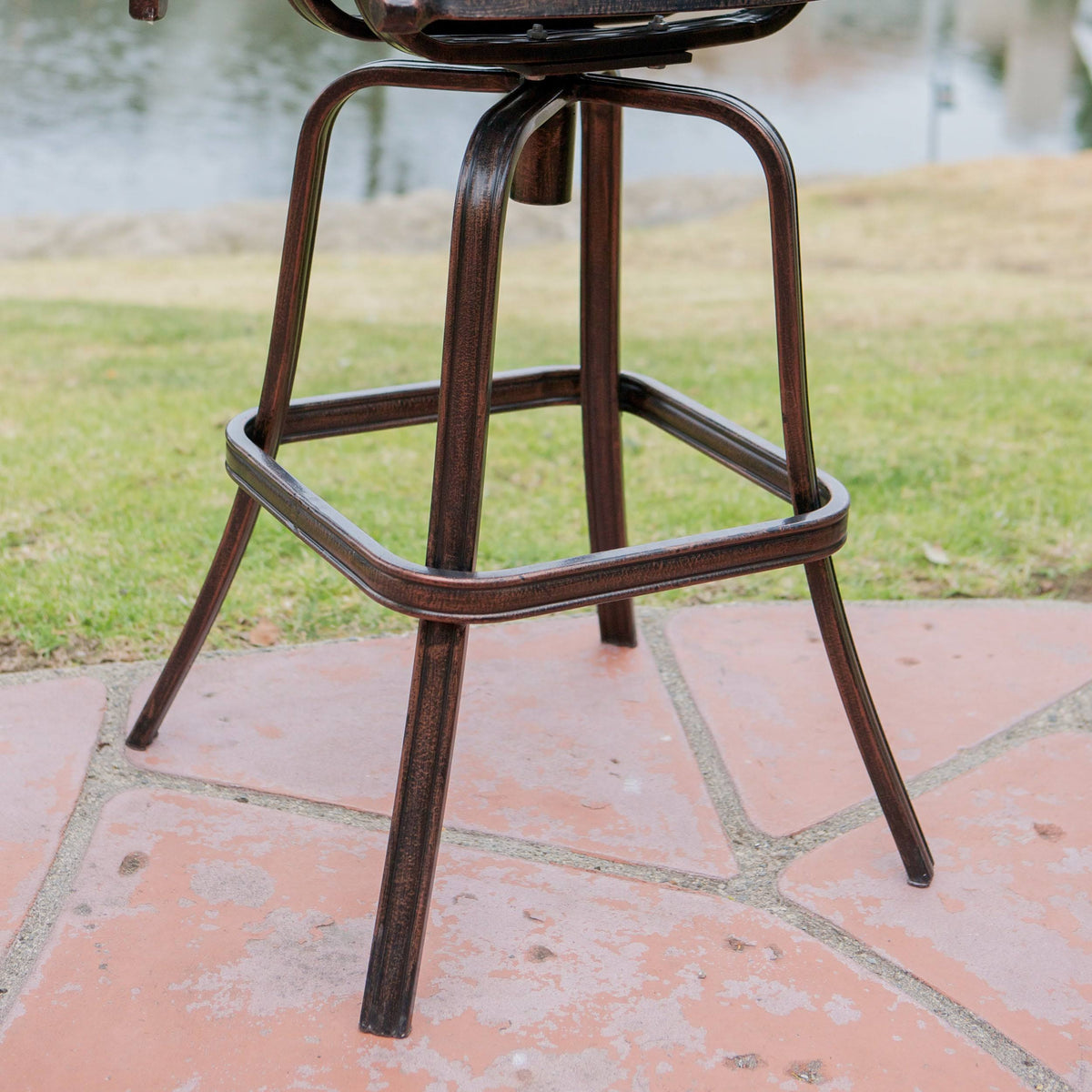 Set of 2 Cast Aluminum Patio Barstool Copper H444