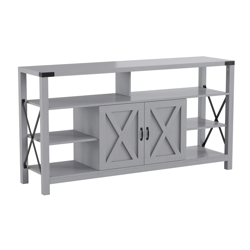 Coastal Gray TV Stand with Adjustable Shelf and Storage U5882