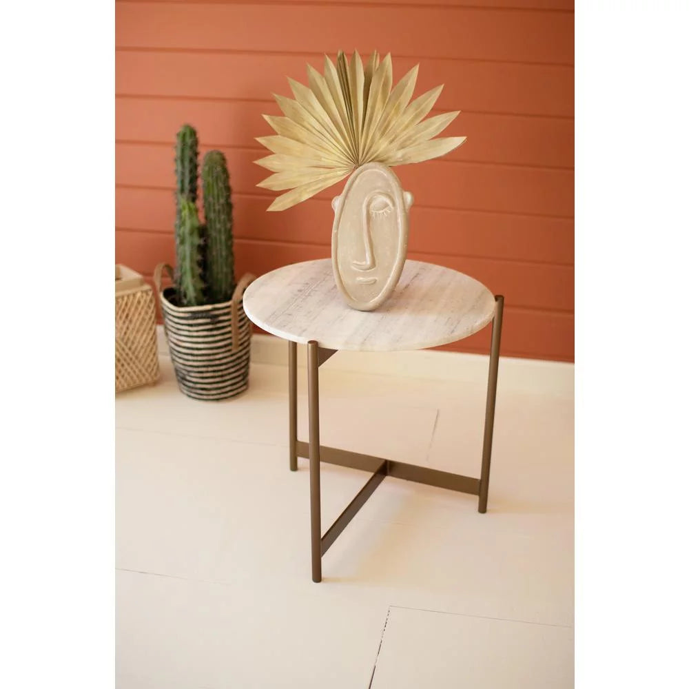 Iron Side Table With Marble Top R50363
