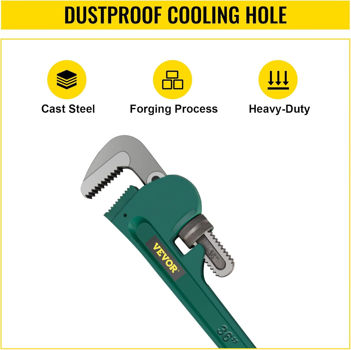 36-Inch Aluminum Straight Pipe Wrench Adjustable Heavy Duty 5” Jaw Capacity Pack of 2 J20458