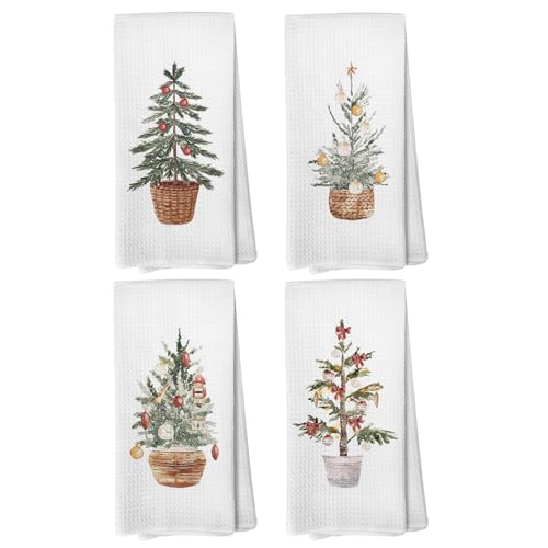 Christmas Tree Kitchen Towels, 16x24 Inch Set of 4 N806