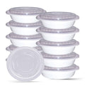 48oz 25 Pack White 9" Round Microwavable Plastic Container with Lid M215