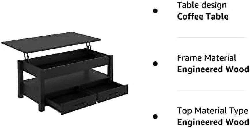 Lift Top Coffee Table with Drawers and Hidden Compartment D687