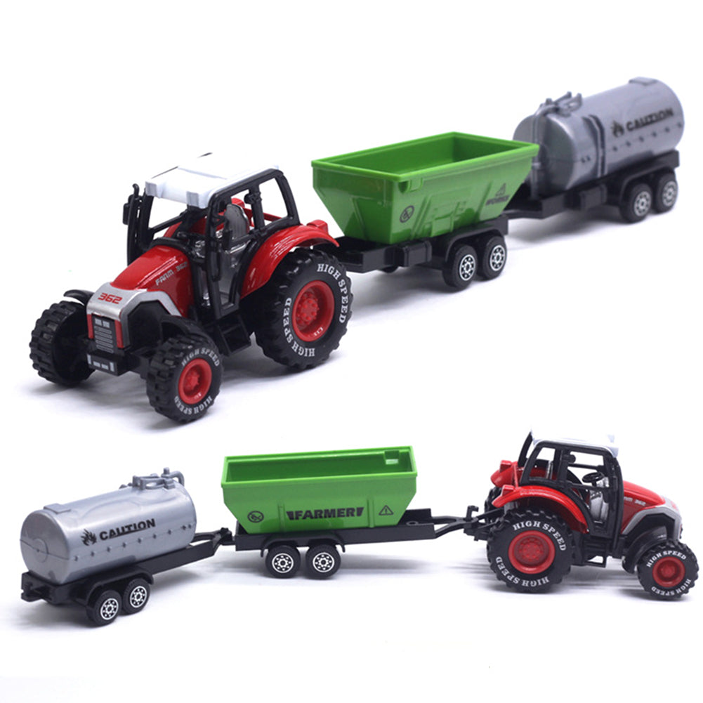 2Pcs 1/42 Diecast Tractor Harvester Farm Vehicle Car Model Toy P8746