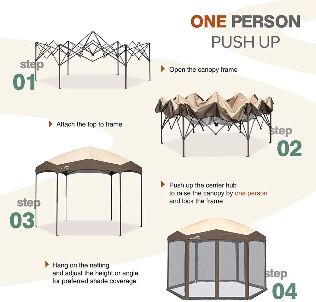 6 Sided Pop-Up Camping Gazebo with Mosquito Netting Q2197