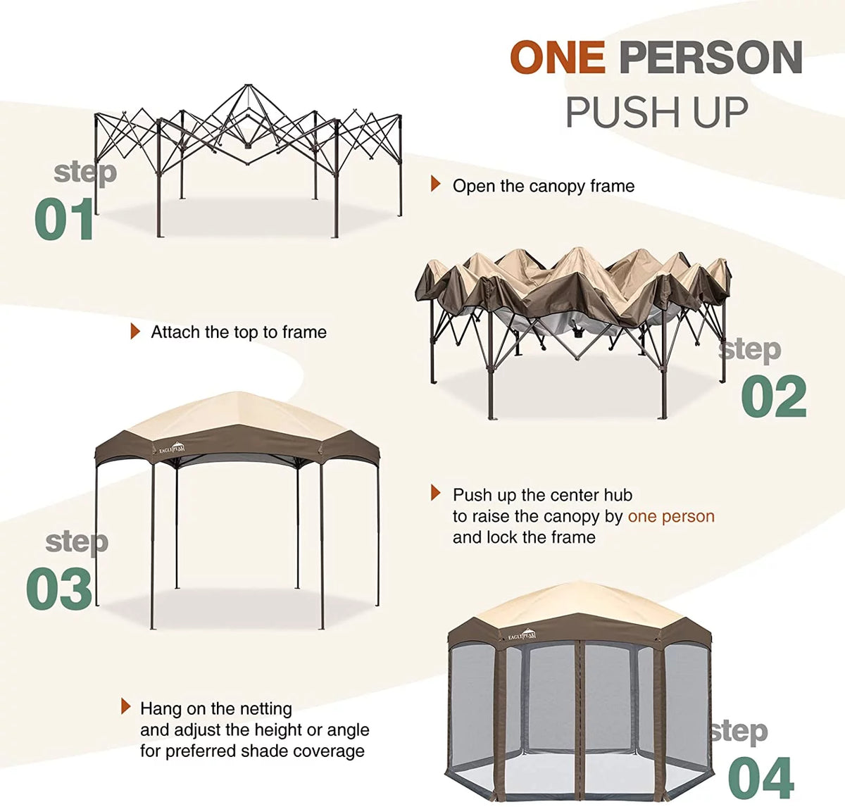 6 Sided Pop-Up Camping Gazebo with Mosquito Netting Q2197