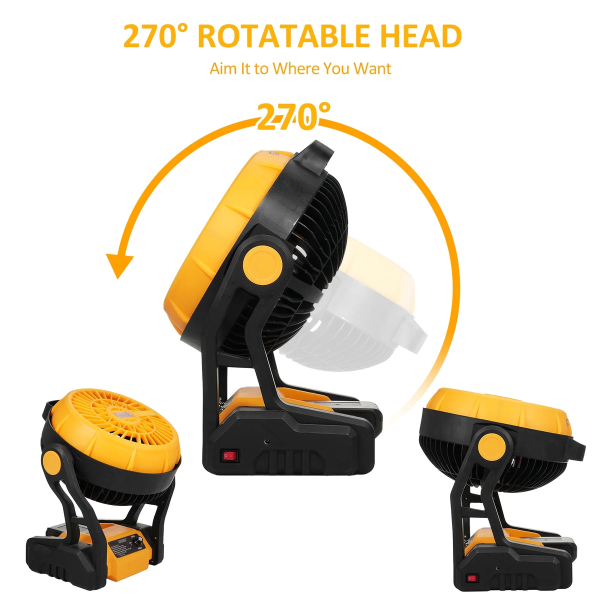Rechargeable Portable 8 Inch Camping Fan with LED Lantern B3165