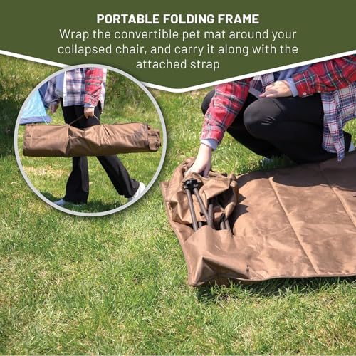 Collapsible Armrests Cup Holder Carry Mat Pet Leash Heavy Duty Foldable Chair Earth Brown M390