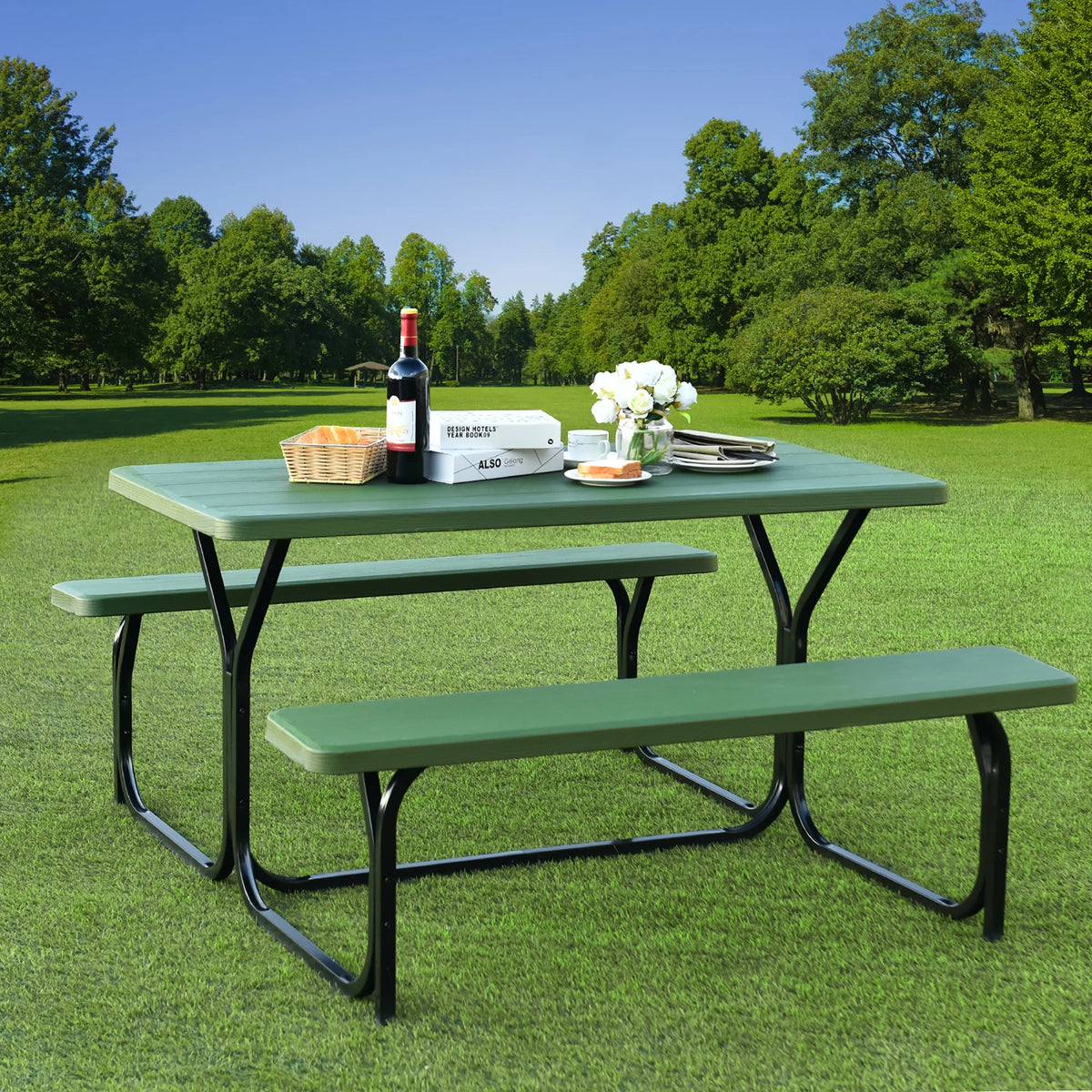 Green Picnic Table Bench Set L1145