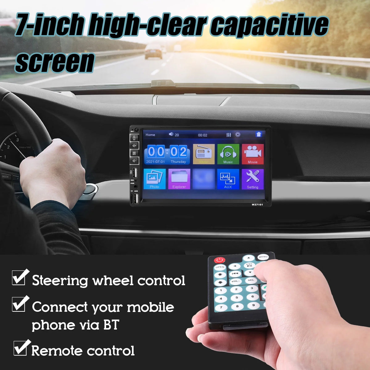 Single Din 7 Inch LCD Touchscreen Car Stereo MP5 Player with BT A29844