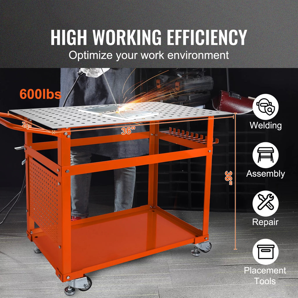 36 x 24 Welding Table with 5/8 Holes, 600lbs Load Capacity G137