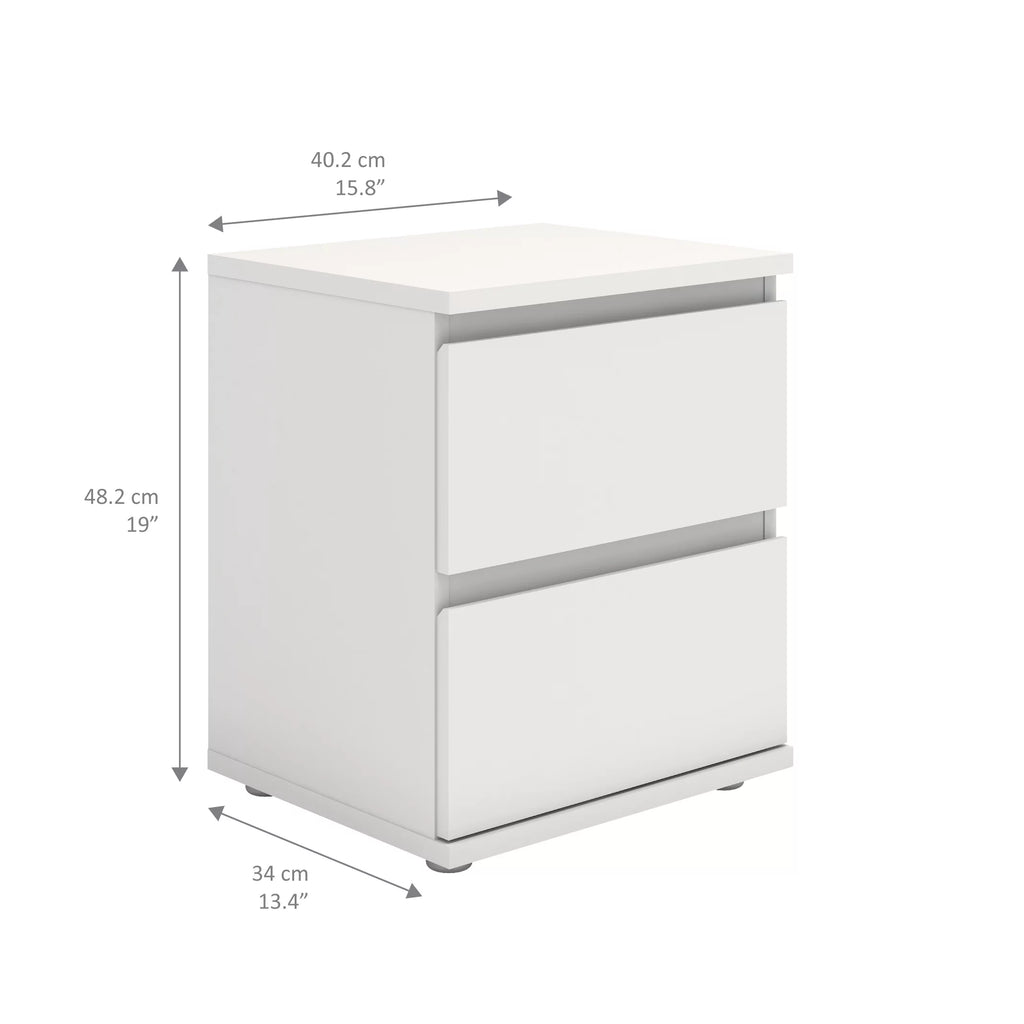 White 2 Drawer Nightstand N4271