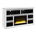 59 Inch Black Mirrored TV Media Stand with Fireplace E680588