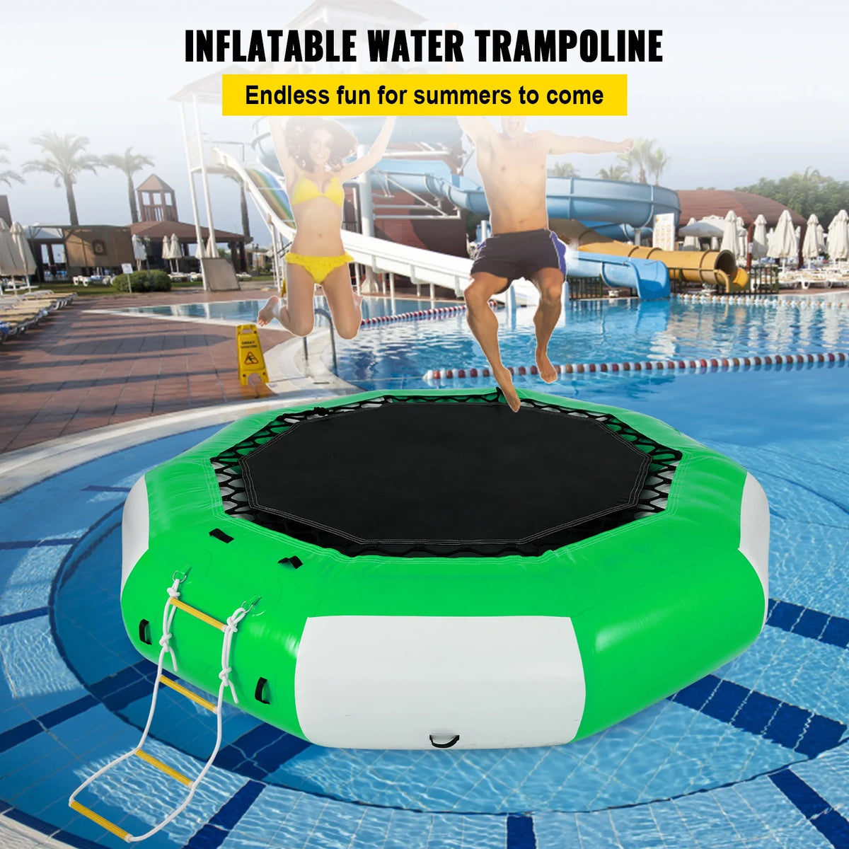 Inflatable Water Trampoline 10ft with 4-Step Ladder in Green and White W485