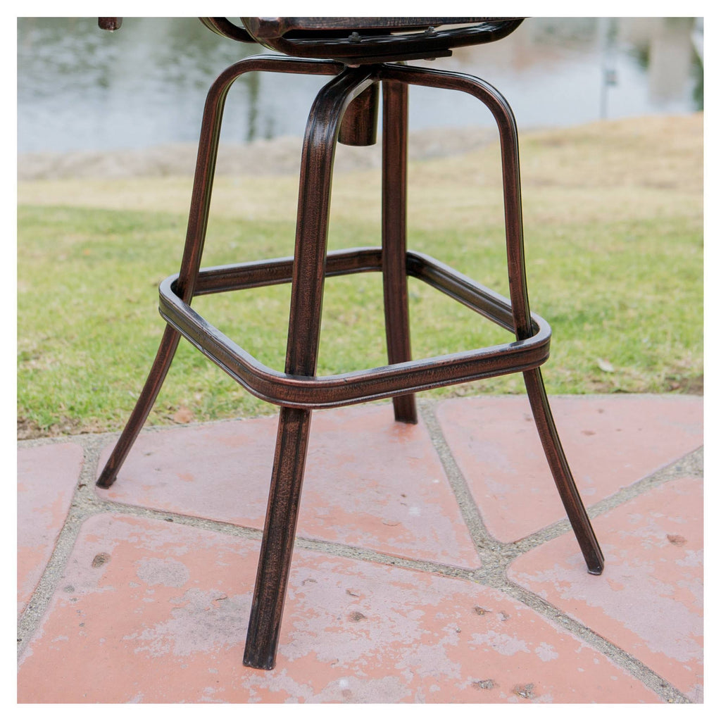 Set of 2 Cast Aluminum Patio Barstool Copper H444