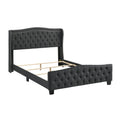Dark Gray King Tufted Fabric Upholstered Bed D59545