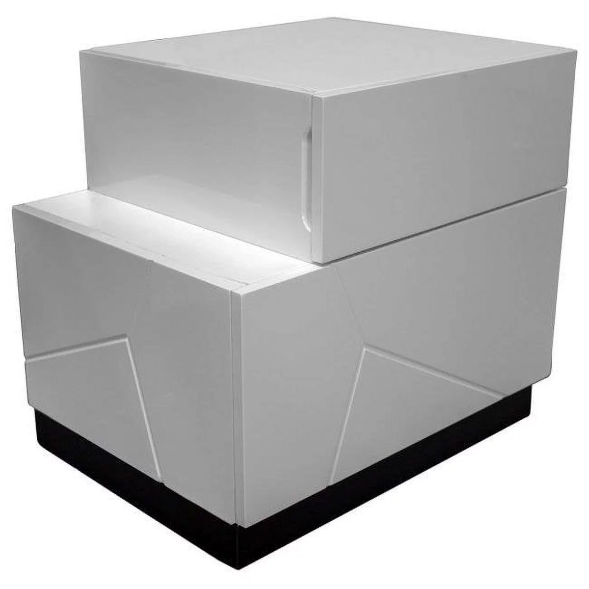 White/Black Poplar Wood Nightstand S399