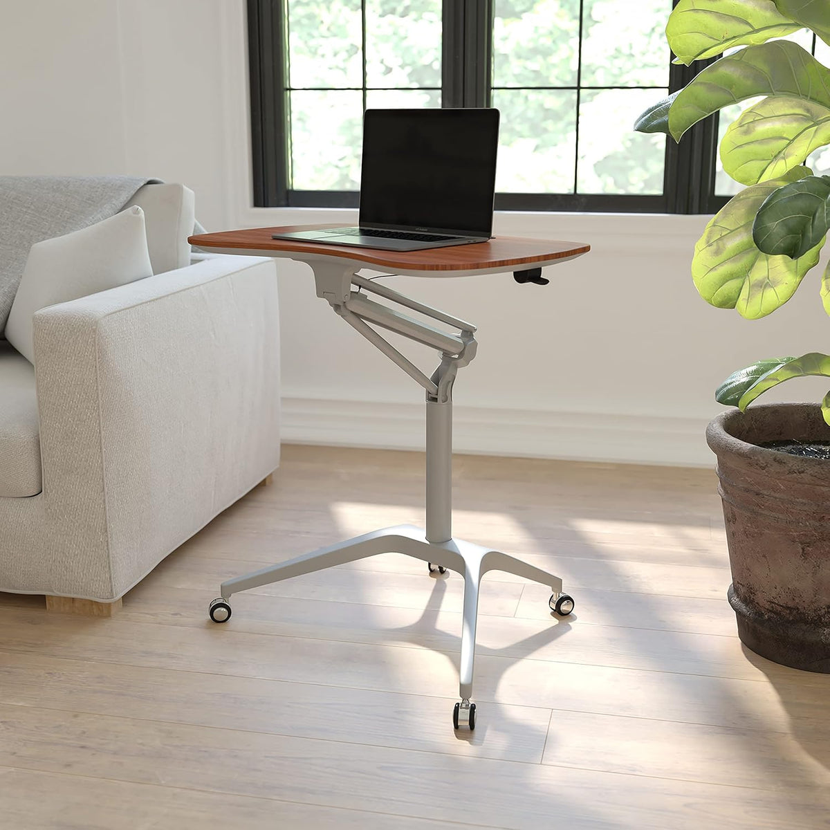 Black Mobile Ergonomic Desk with Adjustable Height B341553
