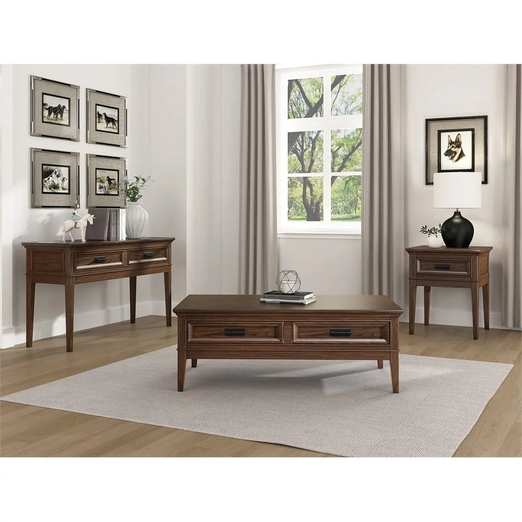 Brown Cherry 2 Drawer Wood Coffee Table H274191