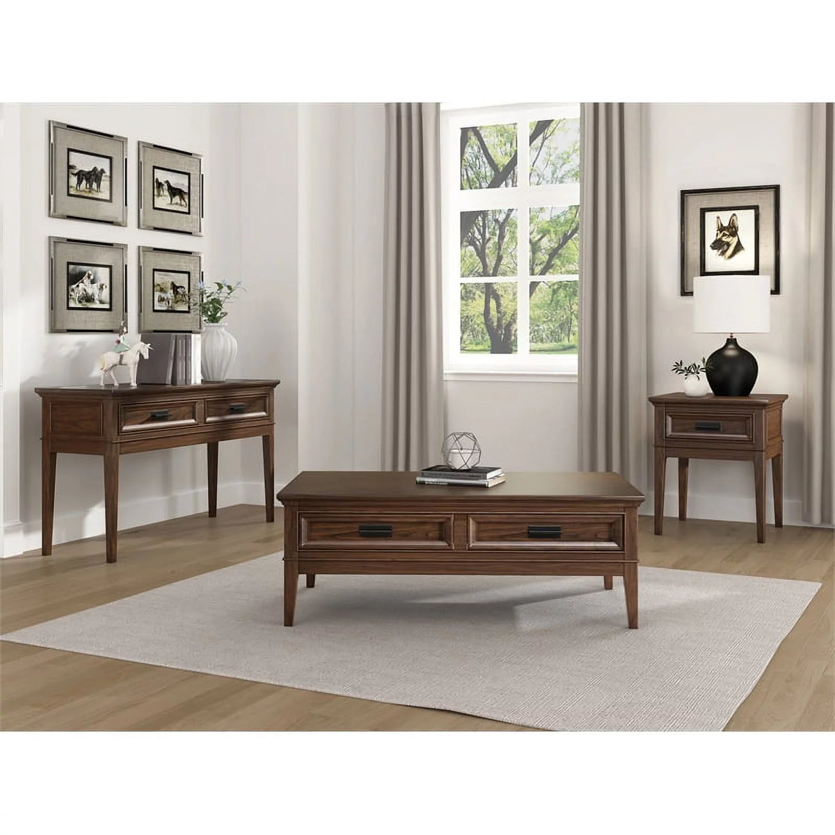 Brown Cherry 2 Drawer Wood Coffee Table H274191
