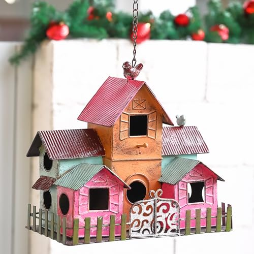 Large 4 Hole Metal Bird House with Bell Y120