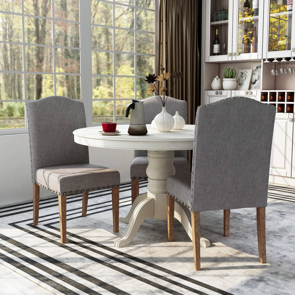 Rustic Brown Fabric Dining Chairs Set of 2 D256