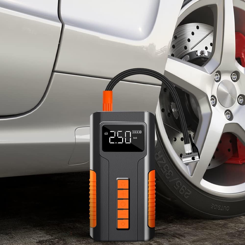 Portable Tire Inflator, 150 PSI Mini Air Compressor, 6000mAh Rechargeable Battery, Digital LCD Pressure Gauge, LED Flashlight, Pack of 2 G41326