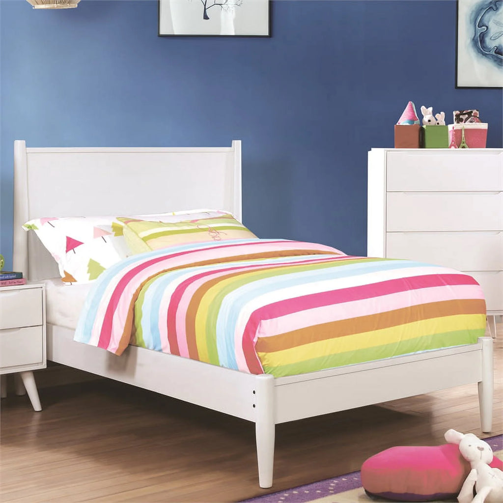 Solid Wood Queen Platform Bed in White K348