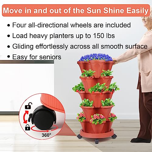 7 Tier Stackable Planters with Removable Wheels U23918