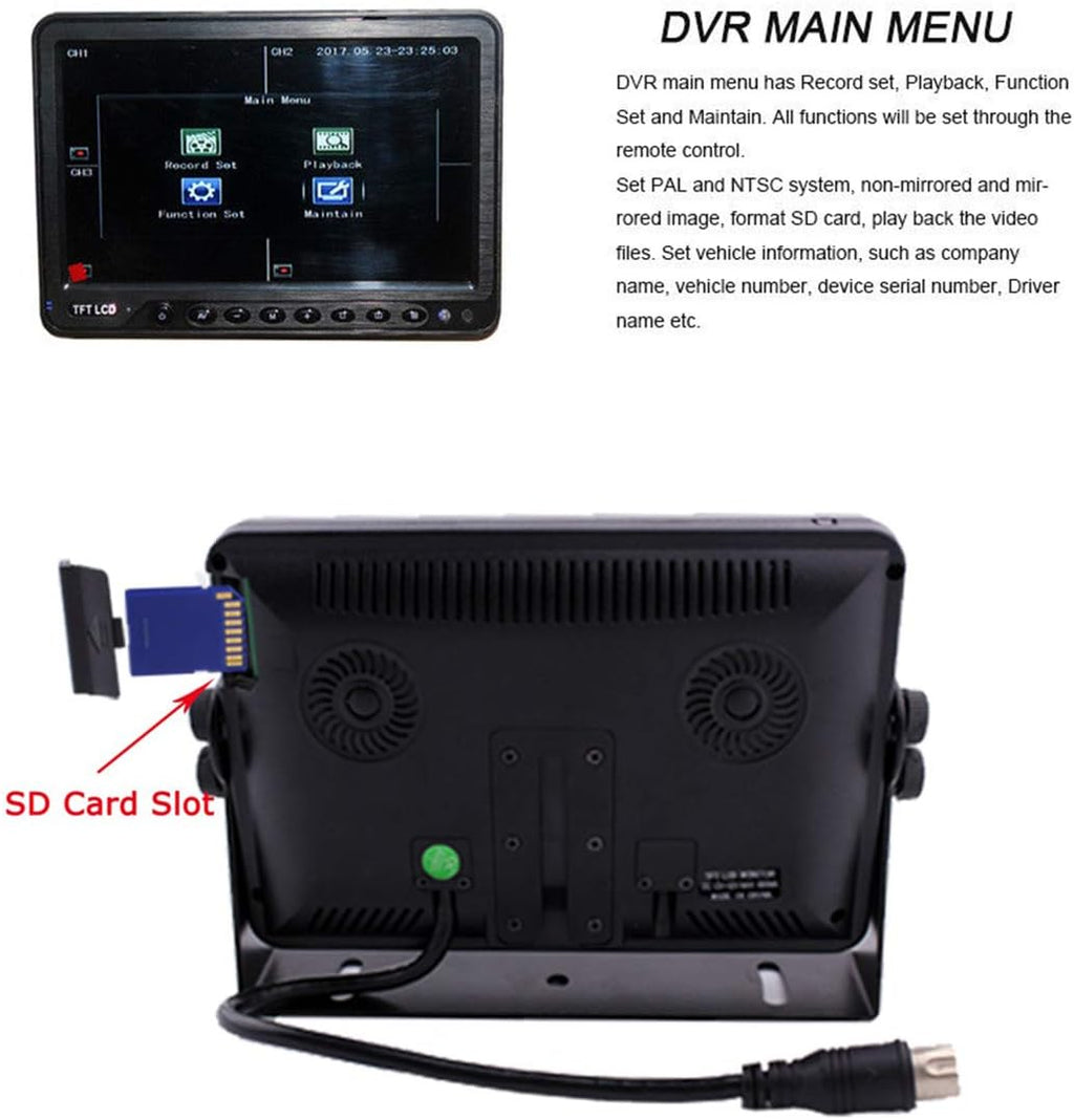 9 inch Monitor Car Backup Camera System with Quad Split Screen CCD Waterproof Night Vision Rear View Camera K173875