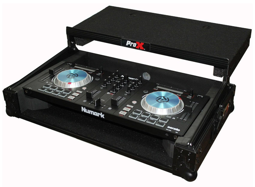 Black Travel Flight Case for Mixtrack Pro 3 with Laptop Shelf K8536