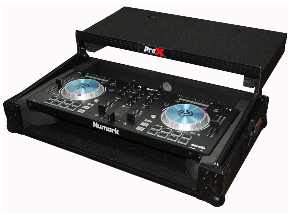 Black Travel Flight Case for Mixtrack Pro 3 with Laptop Shelf K8536