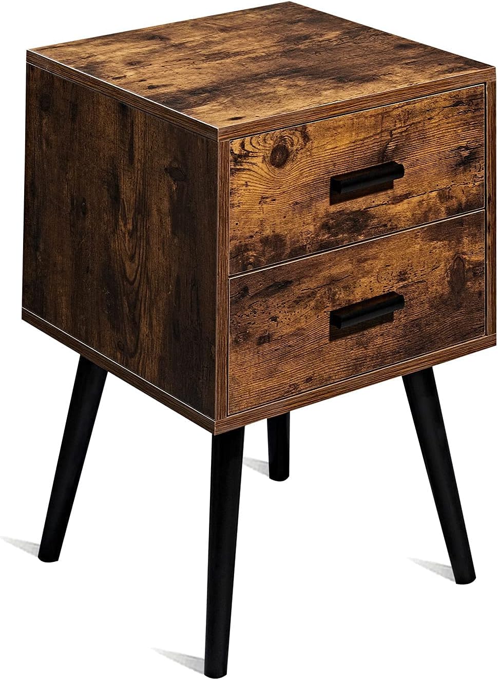 Rustic Brown Wooden Night Stand with 2 Drawers R379