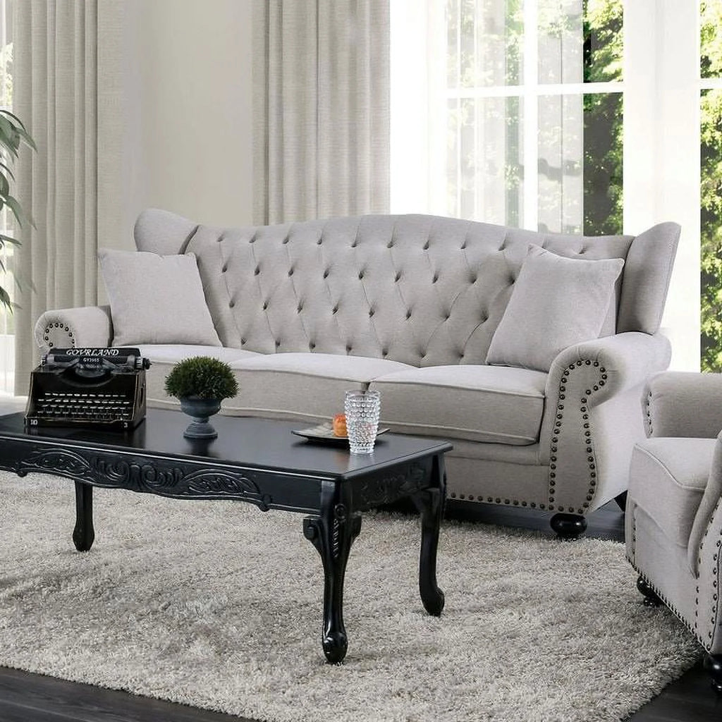 Light Gray Linen Sofa and Loveseat W666108