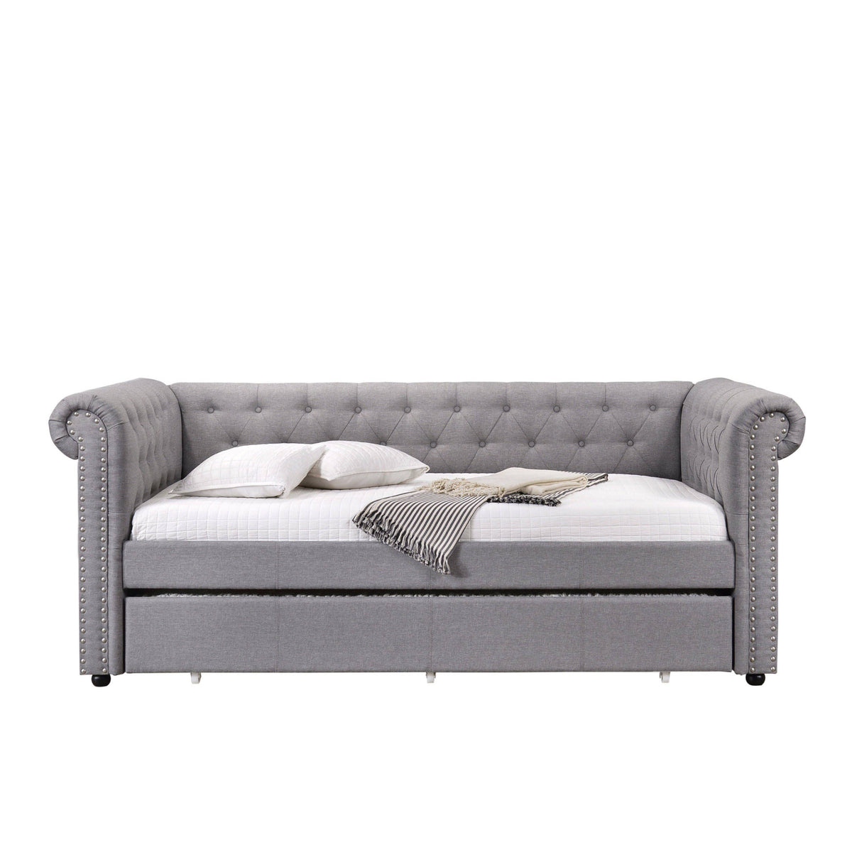 Smoke Gray Fabric Daybed u0026 Trundle - Twin W14383