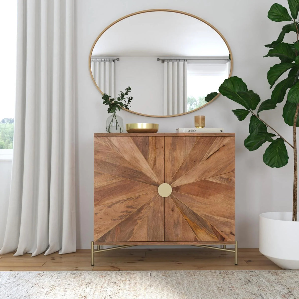 Brown Mango Wood Two Door Cabinet Y293