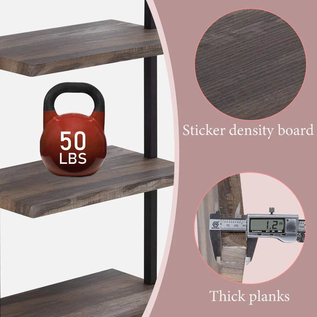 4 Shelf Wall Mount Bookshelf with Metal Frame B878