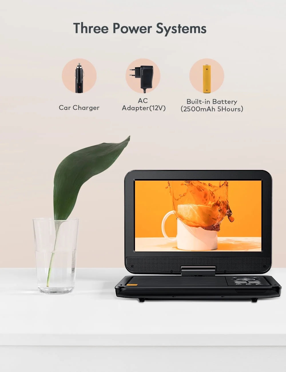 12.5" Portable DVD Player with 10.5" HD Swivel Screen, Black S590
