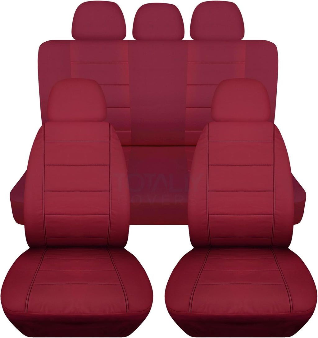 Charcoal Solid Car Seat Covers Full Set with 5 Headrest Covers E5783
