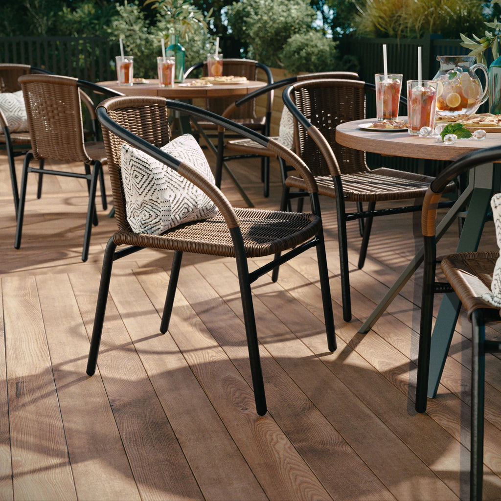 2 Pack Medium Brown Rattan Stack Chair U922