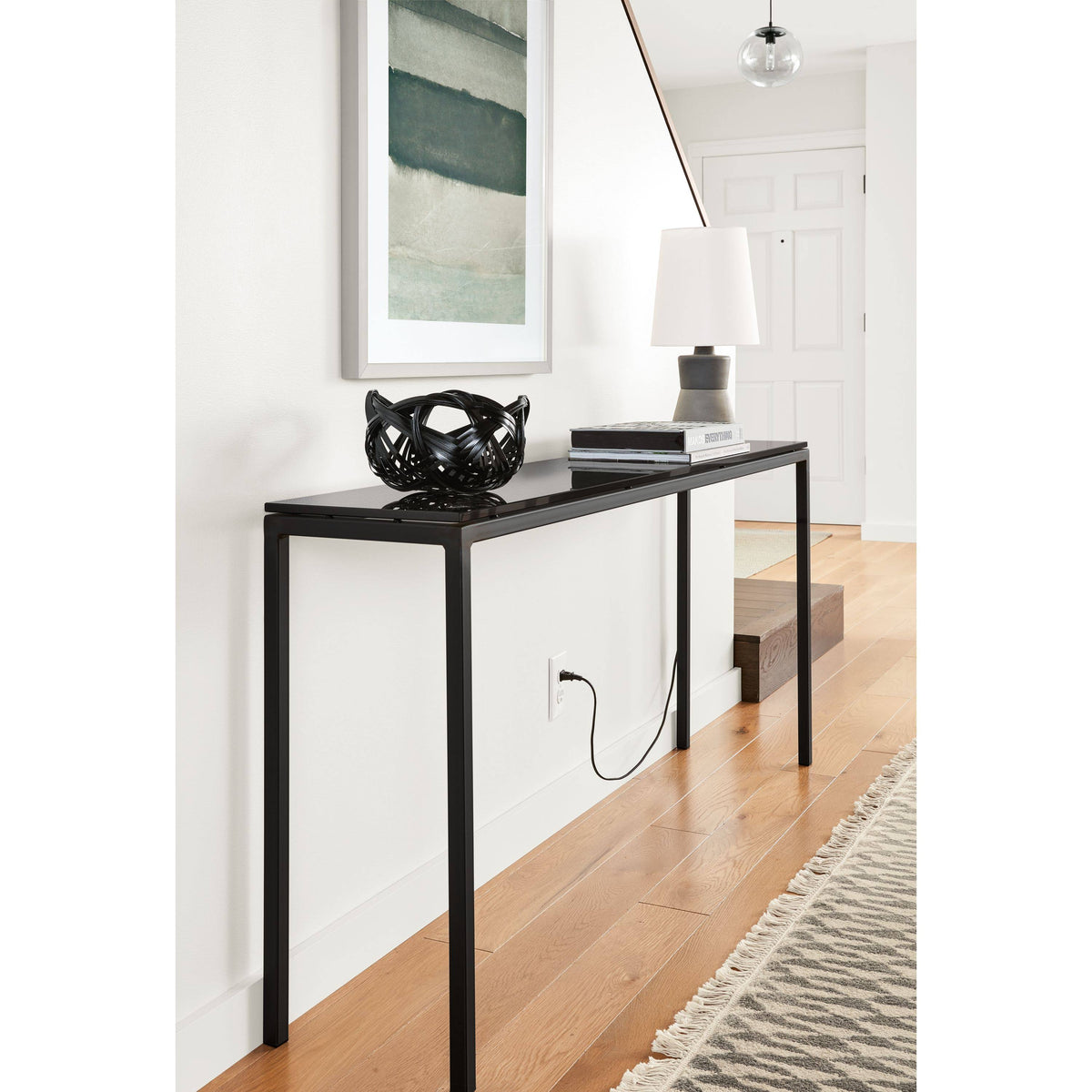 White Venatino Marble Parsons Console Table I8761