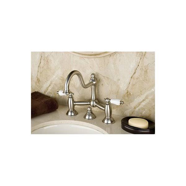 Polished Brass Lavatory Bridge Faucet with Brass Pop-Up N369
